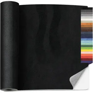 16 x 59 inches Self Faux Suede Repair Patch - Black Patches with Backing for Car, Line Drawers, Jewelry Boxes