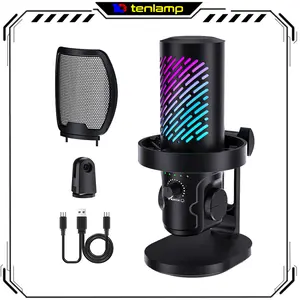 Professional USB Condenser Microphone with ENC Noise Cancellation, RGB Lighting & One-Touch Mute, Plug & Play for PC, PS4/5, Phone, Streaming, Podcast, YouTube, Studio Recording & Gaming