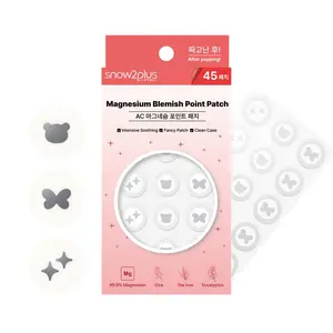 Snow2plus Magnesium Blemish Point Patch - Hydrocolloid Pimple Stickers (45 Count) in Butterfly, Star & Bear Shapes with Cica, Tea Tree & Eucalyptus for Gentle Skin Car