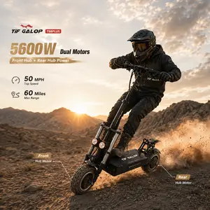 【TIFGALOP】T88PLUS Electric Scooter | Peak Power 5600W | Top Speed 50 MPH | 60 Miles Range | Heavy Duty 550 LBS Max Load | Triple Suspension | 11" Fat Tires | Off-Road Adult Scooter