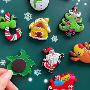 Set of 8 Holiday Christmas Magnets Featuring Santa Claus Reindeer Tree Designs Perfect for Festive Decoration