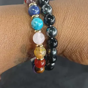The Empath's Shield Crystal Healing & Protection Bracelet – Natural Semi-Precious Stone Dragon Vein Agate Carnelian Tiger’s Eye Lapis Lazuli Rose Quartz & Amethyst 8mm Beads | Chakra Balancing Jewelry | Colorful Unisex Gift