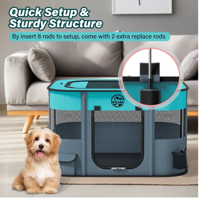 BEBANG Cat Playpen, Pet Playpen for Indoors Outdoor for Small Dogs, Portable Pet Crate Kennel House for Cat Rabbit Kitten(S)