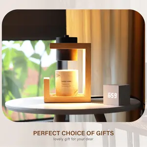 Candle Heating Lamp with 2 Bulbs, Timer and Dimmer, Simple Natural Wood, Compatible with Up to 4.5 Inch Candles, Home Decor, 110-120v, Candle Warmer Lamp