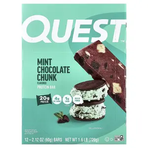 Quest Nutrition Protein Bar, Mint Chocolate Chunk, 12 Bars, 2.12 oz (60 g) Each
