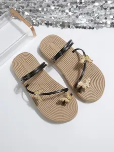 Summer New Fashion Sweet Butterfly Sandals, Two-Wear Thin Strap Design, Slimming Outerwear Flat Toe Shoes, Casual Comfortable Slip-Ons