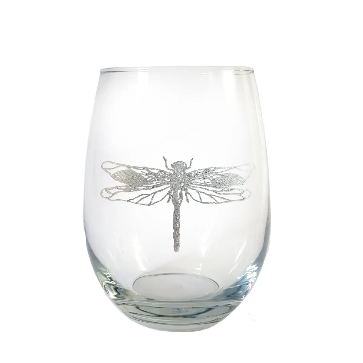 Lyoncraft SWDF01 Luminous Lightweight 18 oz Dragonfly-Engraved Stemless Wine Glass, Kitchenware Drinkware for Wine Serving