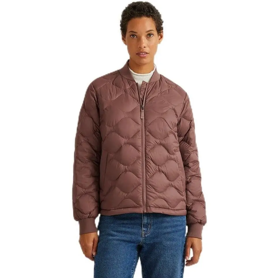 New Eddie Bauer Womens Large Plum Brown Shaw 650 FP Down Puffer Bomber Jacket