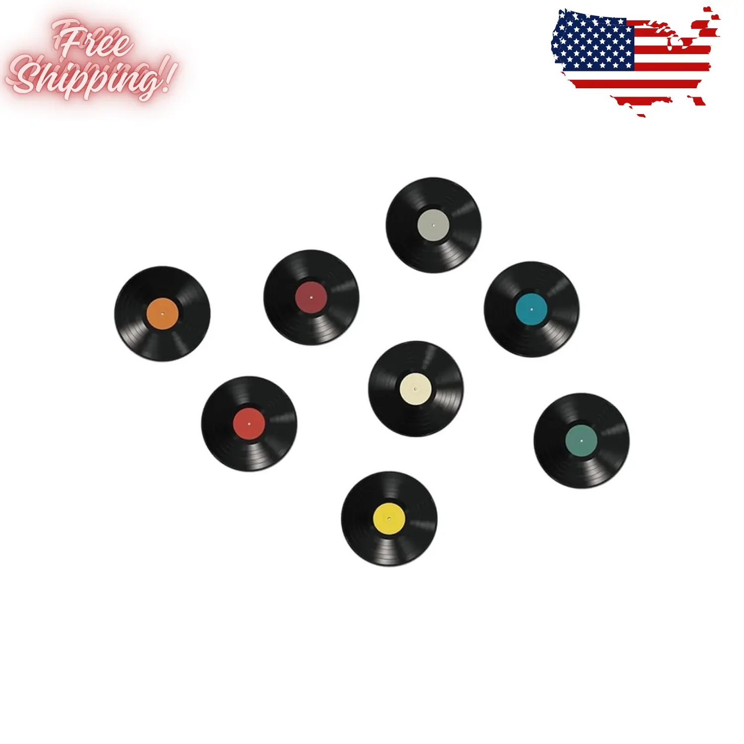 8 Pack Blank Vinyl Records Decor Wall Stickers, 9in CD Album Cover Posters