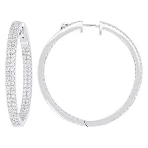 JTV White Cubic Zirconia Rhodium Over Brass Inside-Out Hoop Earrings 1.50ctw