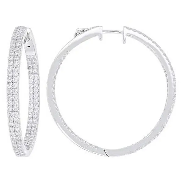 JTV White Cubic Zirconia Rhodium Over Brass Inside-Out Hoop Earrings 1.50ctw