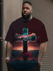 Men's Large Size 3D Printed T-Shirt Crewneck, Trendy Casual Streetwear Short Sleeve, Loose-Fitting Long Top, All Seasons Fashion, Menswear Apparel T Shirt