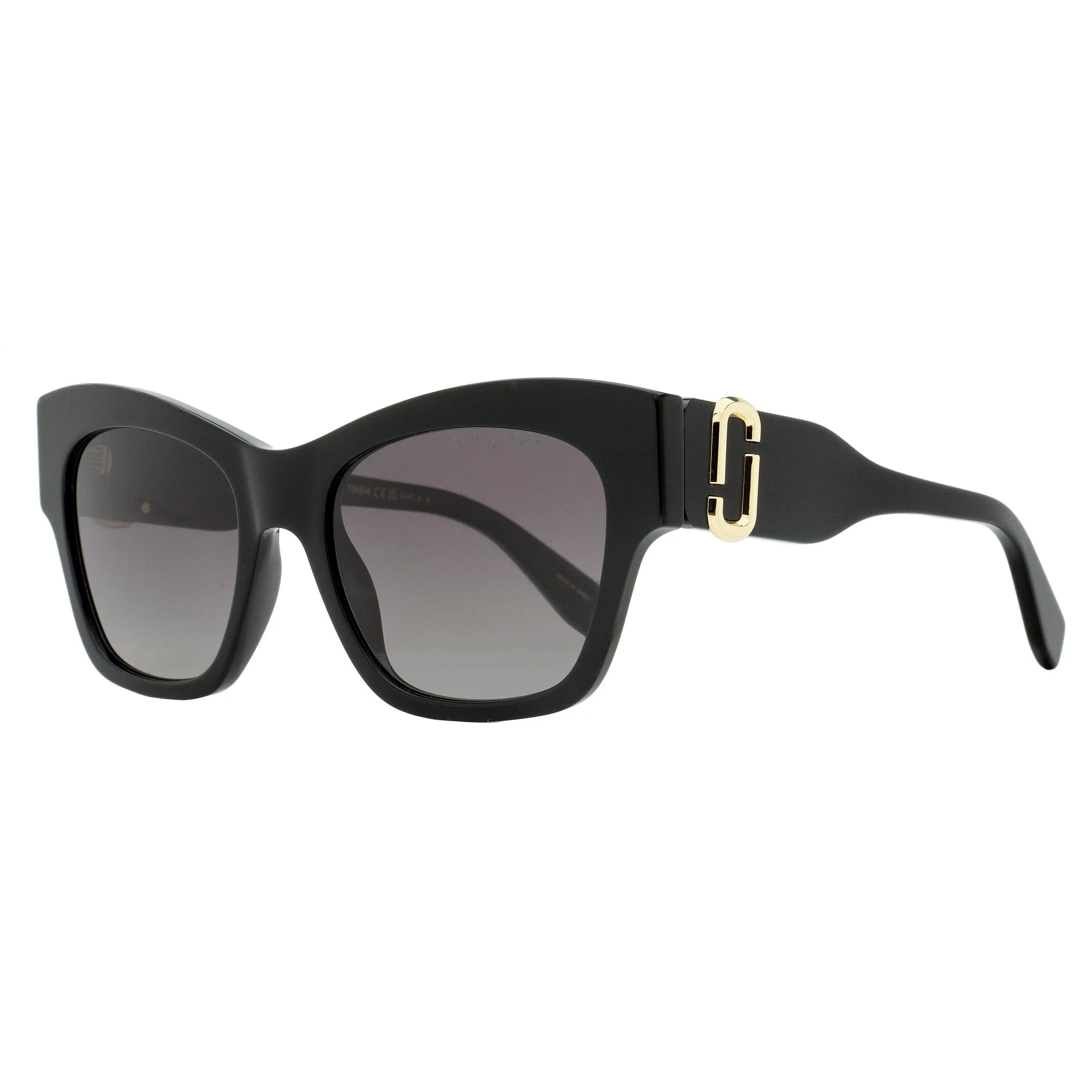 Marc Jacobs Polarized Statement Frame Glasses - Marc 762/S 807WJ Black 54mm, Black Aesthetic Women's Sunglasses, Di(2-ethylhexyl)phthalate (DEHP)-Free, Bisphenol A (BPA)-Free, Black Women's Sunglasses