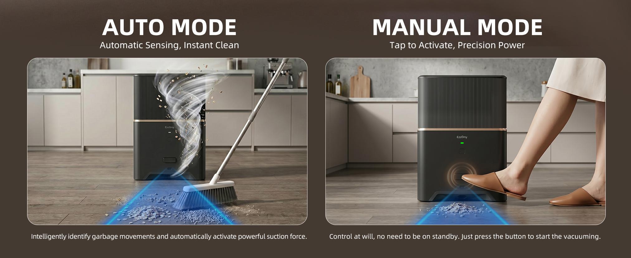 Ezzomy Touchless Automatic Dustpan Vacuum Floor Cleaner Machine, Bagged Design with Replaceable 3-Month Dust Bags, 26000Pa Suction, 1-Touch Auto-Manual Modes, 110V Plug Home Tool for Pet Hair, Kitchen,back to school,back to school haul