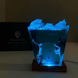 Whale Shark Resin Lamp, Resin Ocean Lamp, 16 Changeable LED Shark and Scuba Resin Lamp, Epoxy Resin Wood Light Lamp, Great Gift for Scuba Diver, Men, Boy Friend