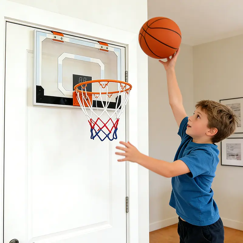 Fahuac Mini Basketball Hoop with Electronic Scoreboard, Shatter-Resistant Acrylic Backboard with Metal Rim, Durable Over-the-Door Sports Toy for Kids to Adults, Over-Door Mount, Home/Office, Smart Scoring, Unisex, Acrylic/Metal