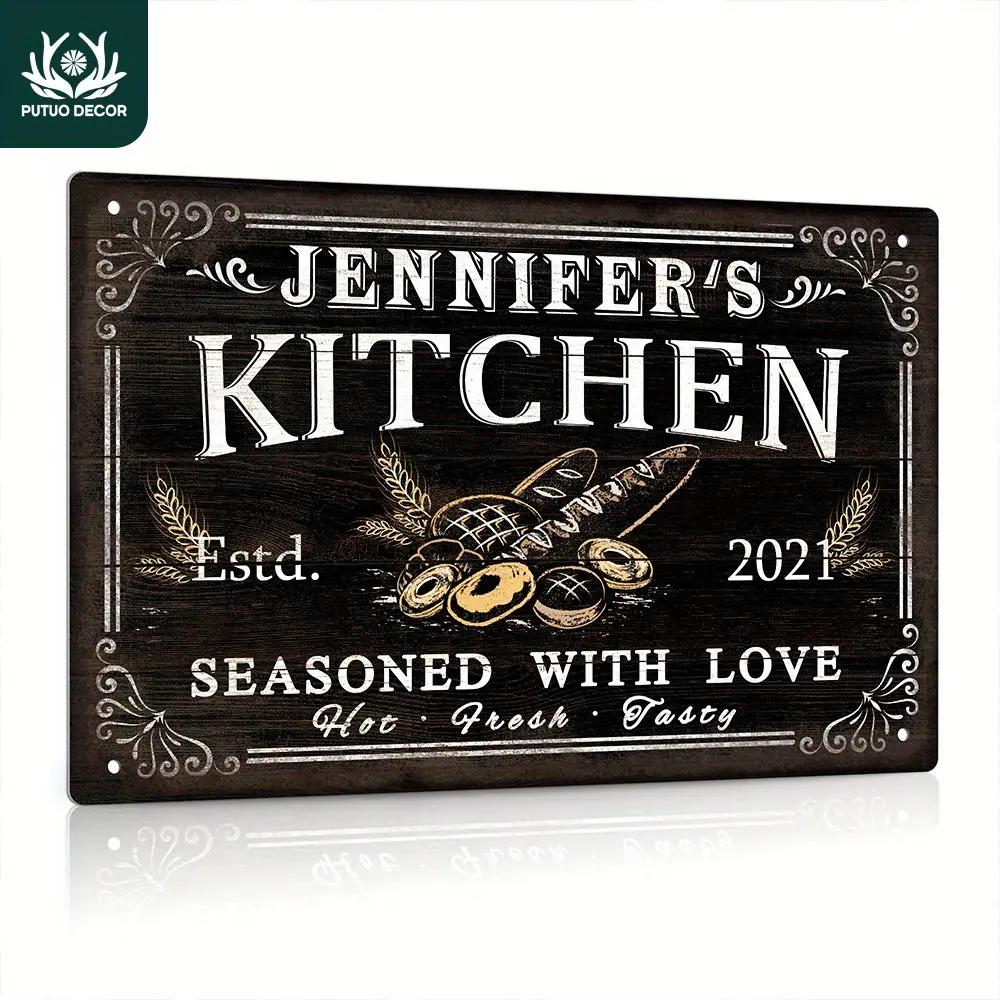 [Customized] Personalized Funny Kitchen Sign, Custom Name, 12x8 Inches Metal Sign