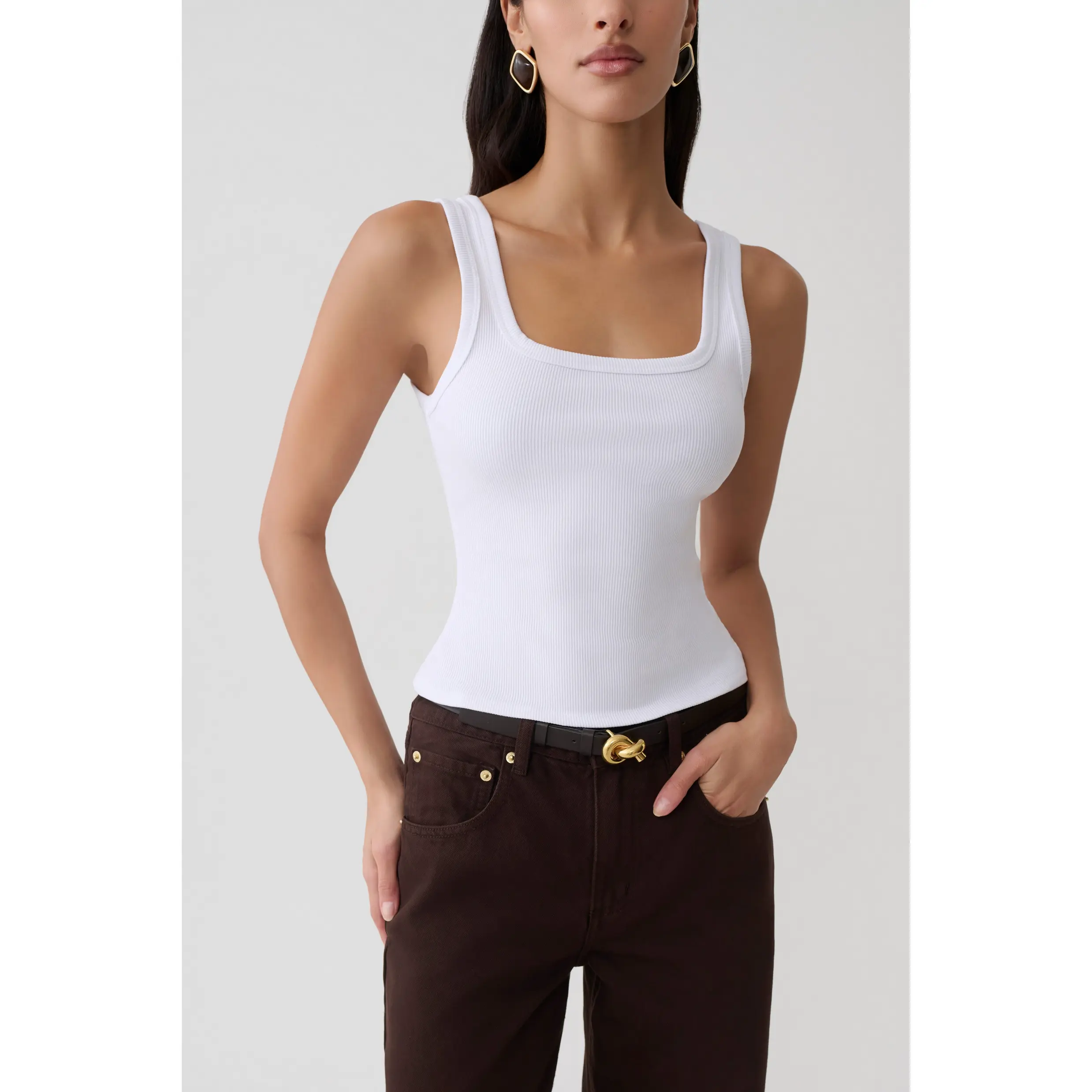 Ismay Square Neck Tank - White