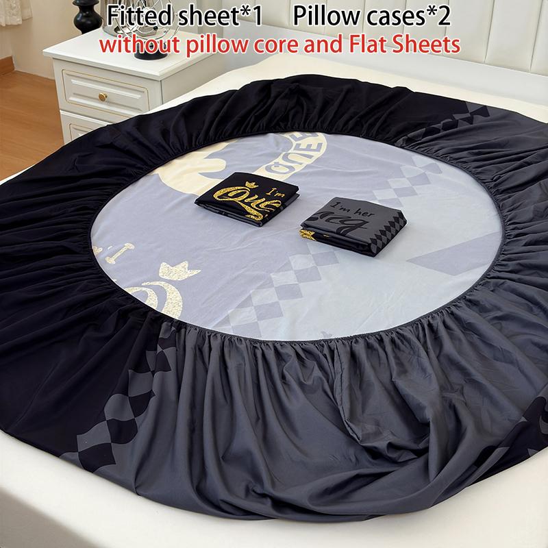 3-piece multi-pattern fitted sheet set (1 fitted sheet  + 2 pillowcases without filler), deep pocket 15 inches machine washable, low allergenic, high quality mattress protector for bedrooms, dorm rooms, HD printed all-season room decoration Bedding Suppli