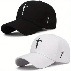 Faith Letter & Cross Embroidery Baseball Cap - Adjustable Casual Outdoor Sports Hat for Men & Women, Perfect for Daily Wear & Outdoor Activities