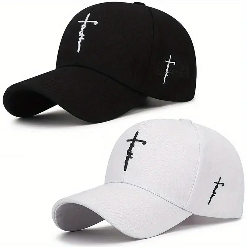 Faith Letter & Cross Embroidery Baseball Cap - Adjustable Casual Sports Hat for Men & Women, Perfect for Outdoor Activities & Daily Sun Protection