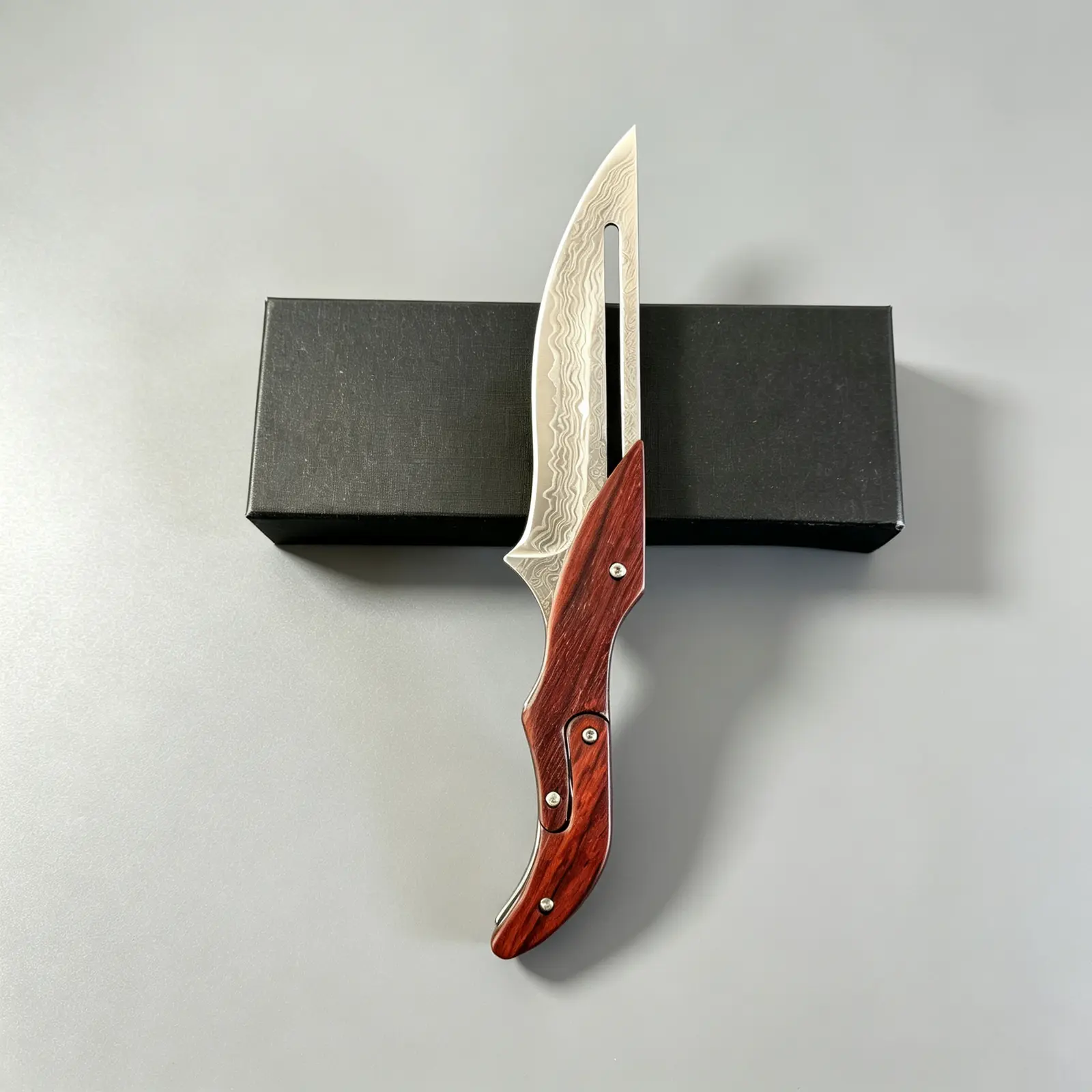 All-Purpose Daily Carry Tool-Damascus Steel Folding Knife With Wood Handle,Mechanical Magic Pocket Knife,Kitchen Peeling Tool,Outdoor EDC Tools,Pocket Tools,Great Gift,Survival Equipment,,Practical Knifes