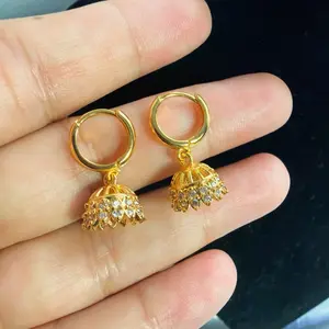 Gold Tone pinjada Earrings with Crystalline Accents for Elegant Everyday Wear