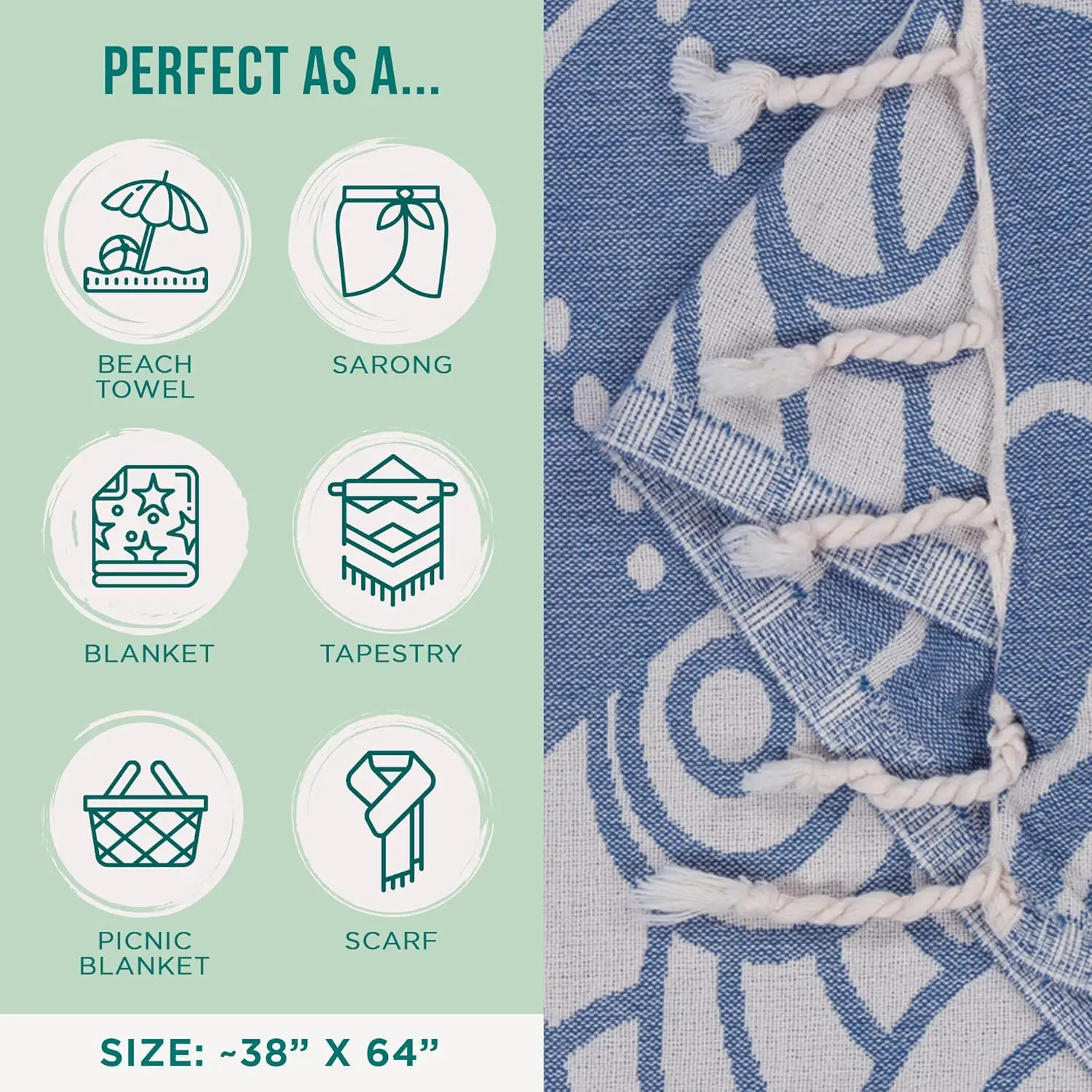 Sand Free Quick Dry 100% Organic Turkish Cotton Yarn Beach Towel for Beach Picnic Bath Blanket, Marine Life Whale Shark Pattern Sand Free Quick Dry 100% Organic Turkish Cotton Yarn Beach Towel for Beach Picnic Bath Blanket, Marine Life Whale Shark Pattern