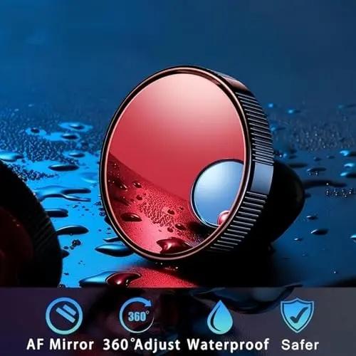 Joytutus 2-Piece Car Blind Spot Mirrors — 2-Inch Round HD Convex Rearview Mirrors, 360° Wide-Angle Suction-Mount Design with Rain Visors, Universal Fit for SUVs & Trucks (Black)