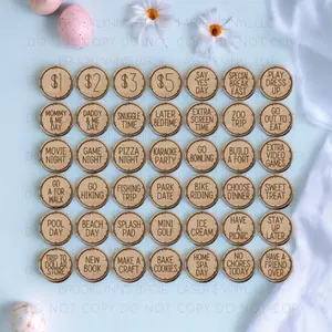 Wooden Easter Egg Token Set