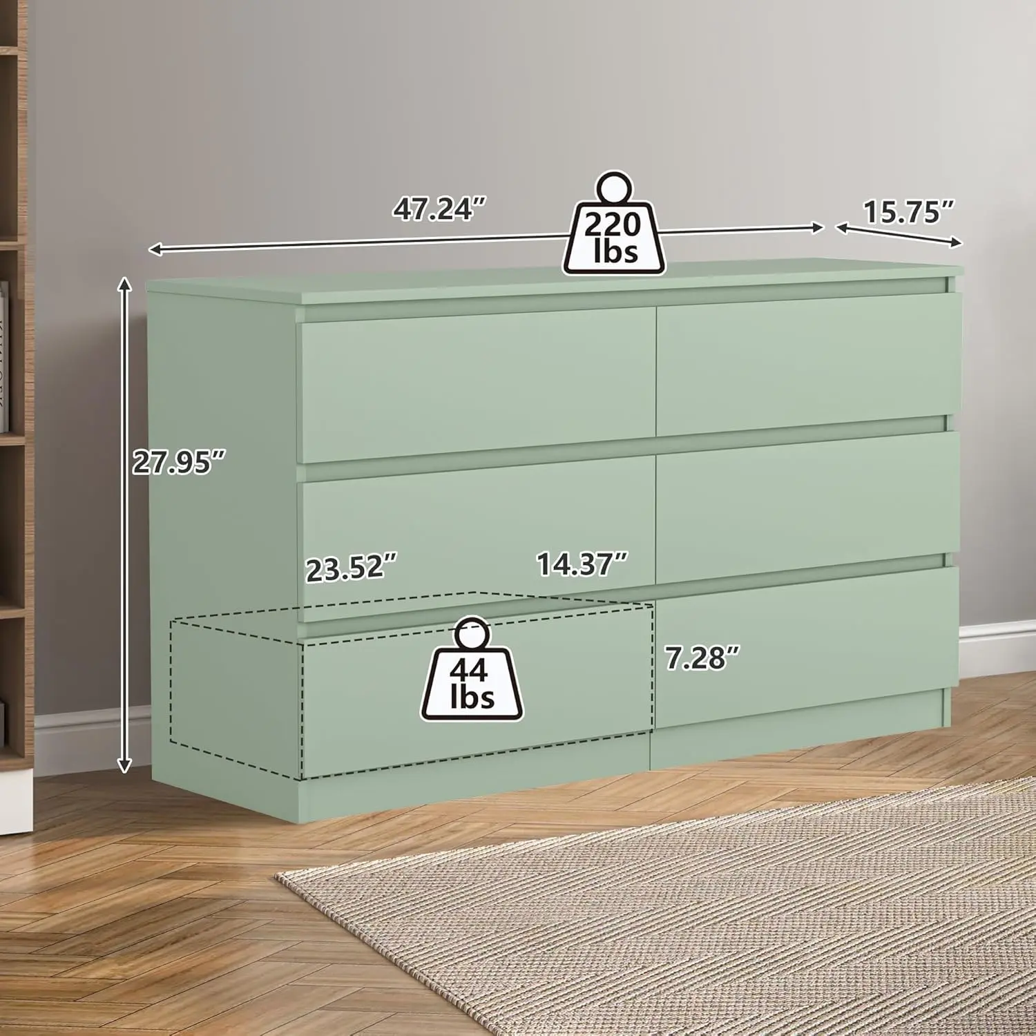 6-Drawer-Green