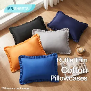 [Mother's Day Gift] NTBAY 2pcs Ruffle Cotton Pillowcases, Ultra Soft Breathable Ruffled Pillow Covers, Elegant Decorative Bedding Essentials with Envelope Closure