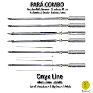 Para Combo - Set of 6 - Brazilian Skewers for BBQ 28" -  Aluminum Handle