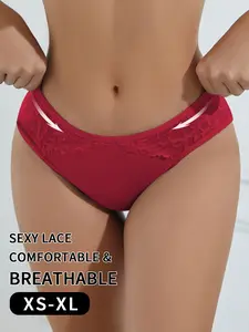 Women mid rise lace underwear soft knit material lightweight breathable close fit no tight everyday essential Soft Breathable Knicker