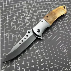 Premium Natural Wood Handle Folding Pocket Knife with Deep Carry Clip, Lightweight EDC Tool for Outdoor Camping