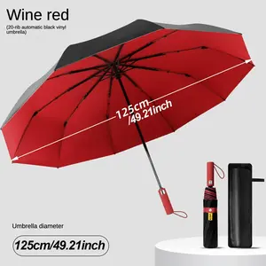 Upgrade Long Handle Umbrella, 10 Spokes, Dual Frame, 125cm Diameter, Sunshade Umbrella, Outdoor Umbrellas, UV Protection, Suitable for 3-4 People, Colored Handle, Outside Umbrellas