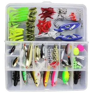 115pcs Fishing Gear & Lure Set with Hooks, Spinner, Vib, Swivels, Pliers, Complete Freshwater & Saltwater Fishing Tackle Kit