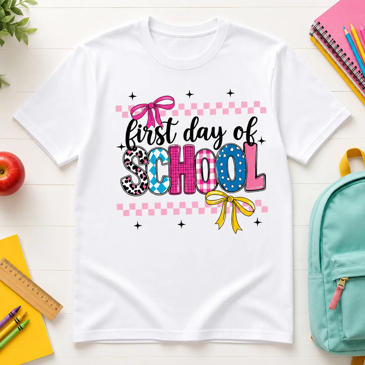 Boys' & Girls' Loose Preppy Round Neck T-Shirt - Back to School Clothes, School Shopping Essential, All Seasons, Breathable Cotton, Moisture-Wicking Comfortable Outfit, Preppy Unisex, T-Shirt Top, Soft Cotton Shirt