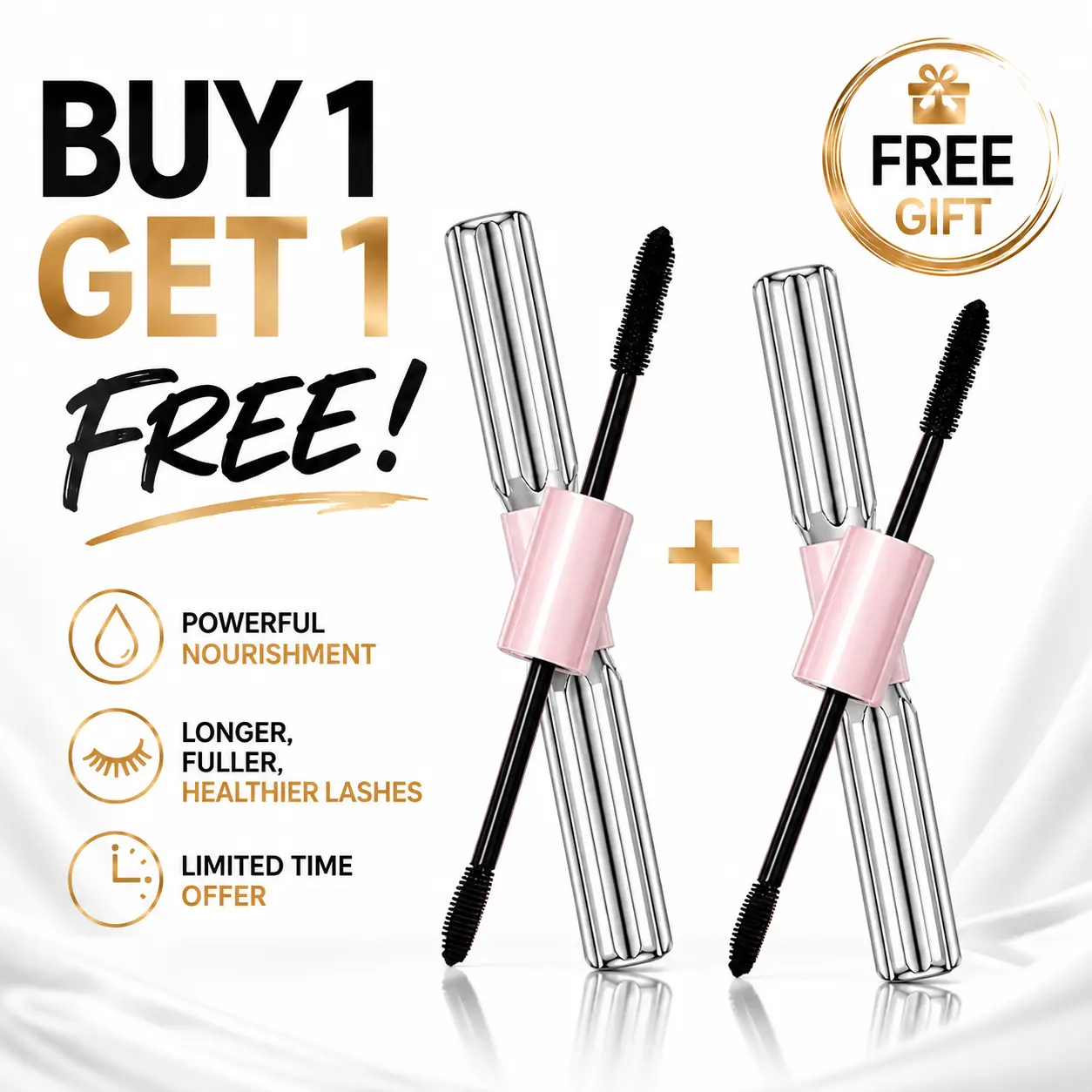 【Buy 1 Get 1 Free】Dr.ville Dual-Ended 2-in-1 Glycerin-Infused Mascara for Adults, Cosmetic Makeup Product, Lengthening, Volumizing, Defined Volume, Volume Lash, Waterproof, Smudge-Proof, Lightweight Long-Wear, Bombshell Makeup, Daily Brush-On Use-B