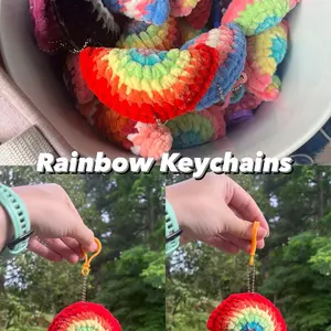 Hand Crocheted Rainbow Keychains - Pride Rainbow Keychains