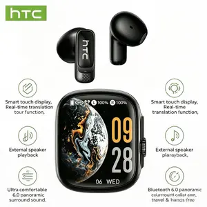 HTC NE72 touch-screen wireless in-ear earphones with smart display, translation function for seamless communication, external speaker playback; Bluetooth 6.0 earphones with panoramic surround sound; cloud-like comfortable earbuds suitable for music, calls
