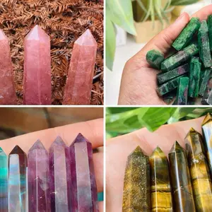 Mini crystal towers Tiger’s Eye, Fluorite, Ruby Zoisite Strawberry Quartz Mini Point Crystal Point Obelisk
