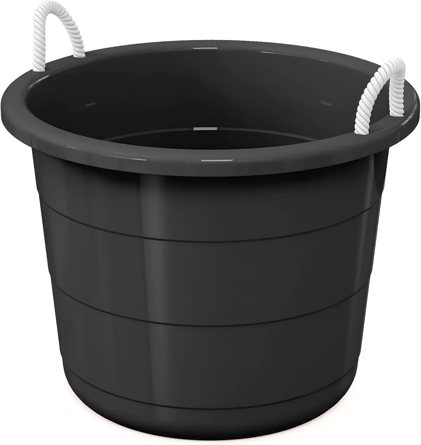 17 Gallon Plastic Tub with Rope Handles, Black