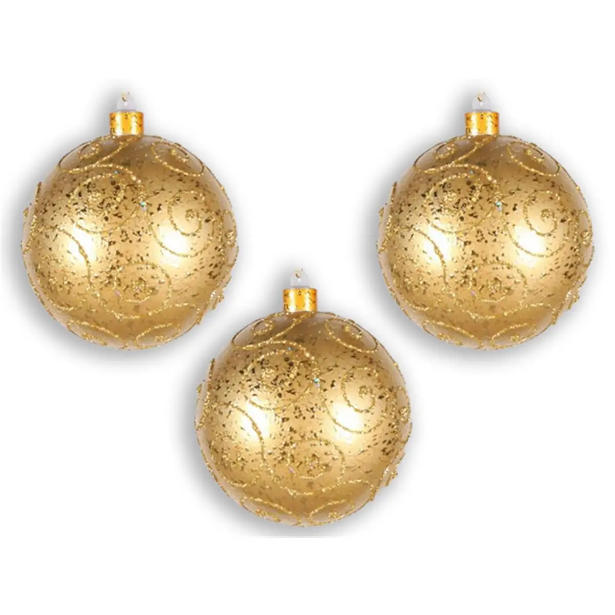 212 MAIN Gold Glitter Ornament Ball (140 mm, Pack of 3) - Room Decoration Ornaments, Wall Hanging, Shiny Festive Home & Party Decor, Wall Hanging Ornament