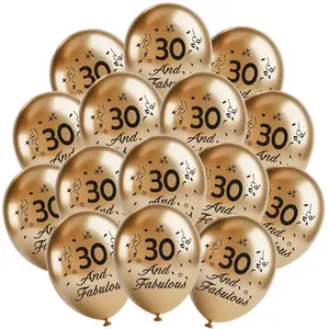 28pcs 30th birthday theme balloons, 12inch golden Latex Balloon Set, for 30th birthday party decoration, Various festival photo background decorations, Romantic Special Night Decorations, Retirement Party, New Year Celebration, Balloon Party Supplies