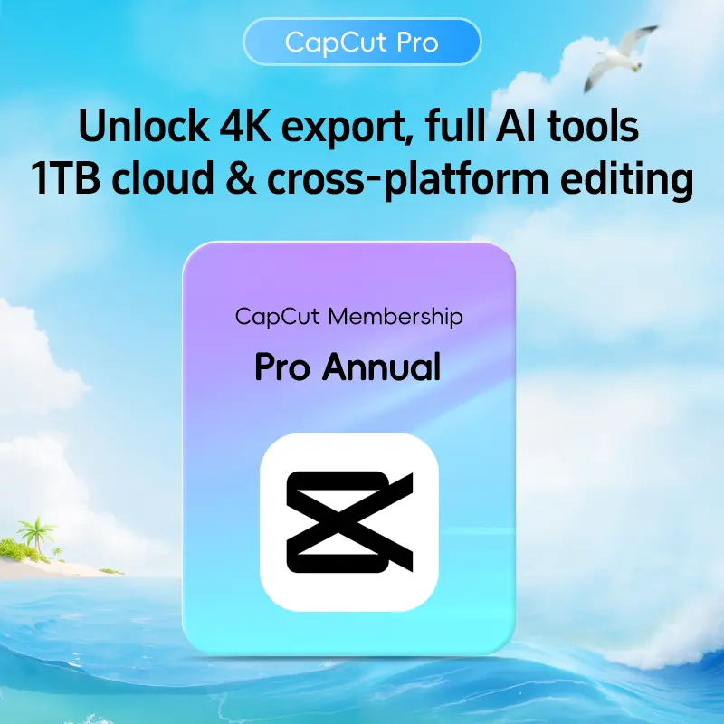CapCut Pro Annual Plan - Full Access on Mobile/Desktop/Web, No Watermark, AI Video Editing Tools for Short Videos T