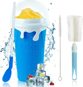magic Slushie Maker Squeeze-Bottle,Drinkware Water Tumbler Mug Washable Reusable Kitchen Lid Portable Utensils Ice Cream Maker cup Lightweight slushy