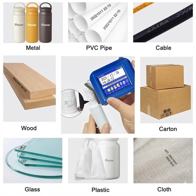 Phezer Upgraded Mini Inkjet Printer for Flat and Curved Surface PC11 Plus, 25 Languages & Quick-Drying Ink Cartridge, Portable Pocket Marking Device for Date Time Barcode Logo Qrcode Batch Number