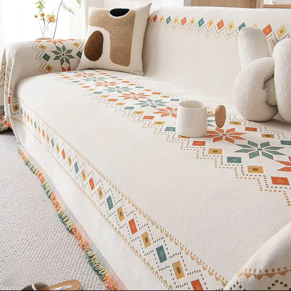 Bohemian Geometric Sofa Cover, Couch Cover, Sofa Slipcover, Classic Vintage Design Pet Friendly, Bedroom Living Room Dining Room Furniture Protector, 1-4 Seater