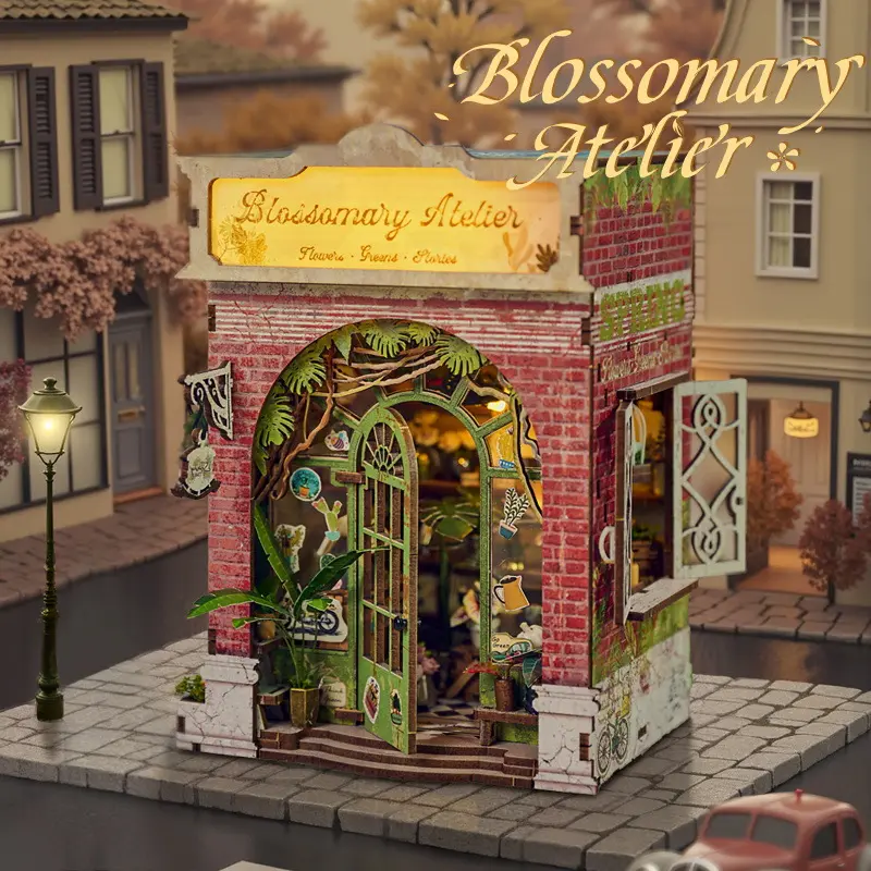 DIY House Flower Shop 3D Stereo Handmade Assembly Book Stand Model Building Toy, Gift for Men and Women, Educational Craft Kit